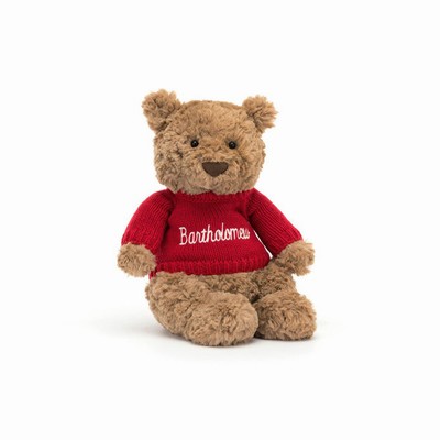 Jellycat Bartholomew Bear with Red Jumper USA | 69743MAYS